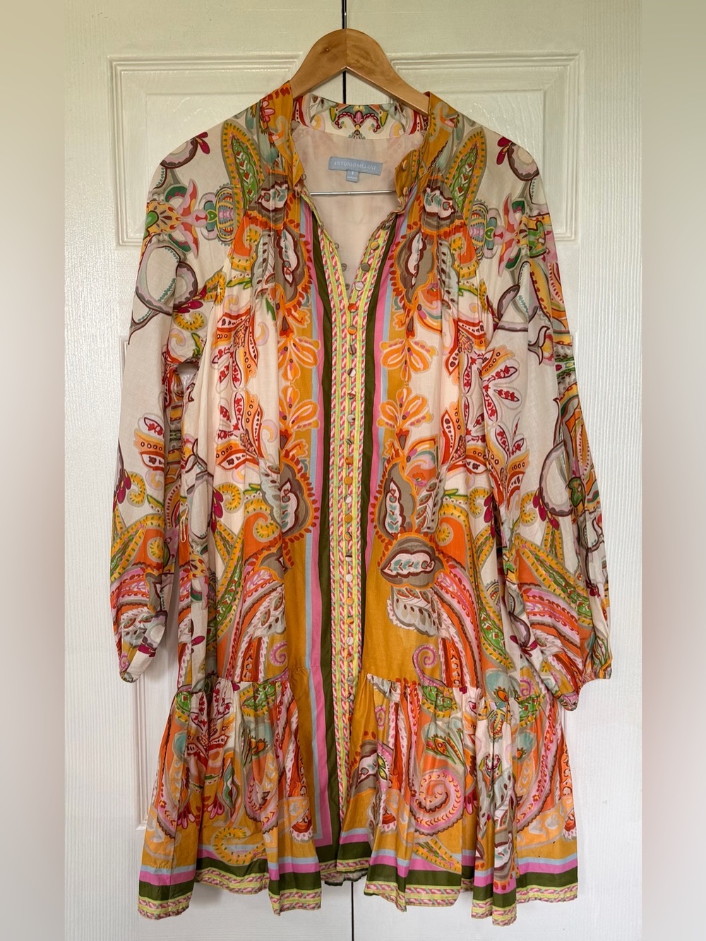 Antonio Melani Paisley Tunic Dress Boho Cotton Size 8
